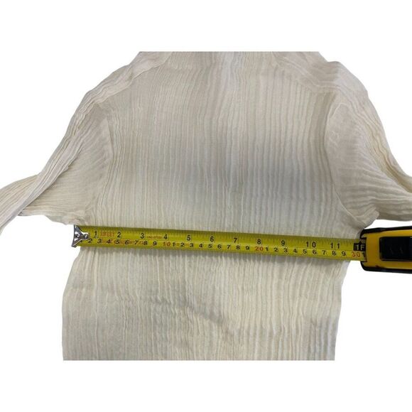Massimo Dutti Womens Top Small S Ecru Textured wool silk Blouse 5100/555 NWOT - Picture 8 of 11